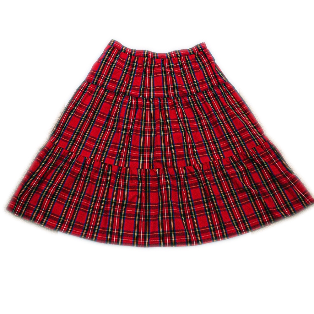 J. Crew  Red Plaid Tiered Skirt Size Small